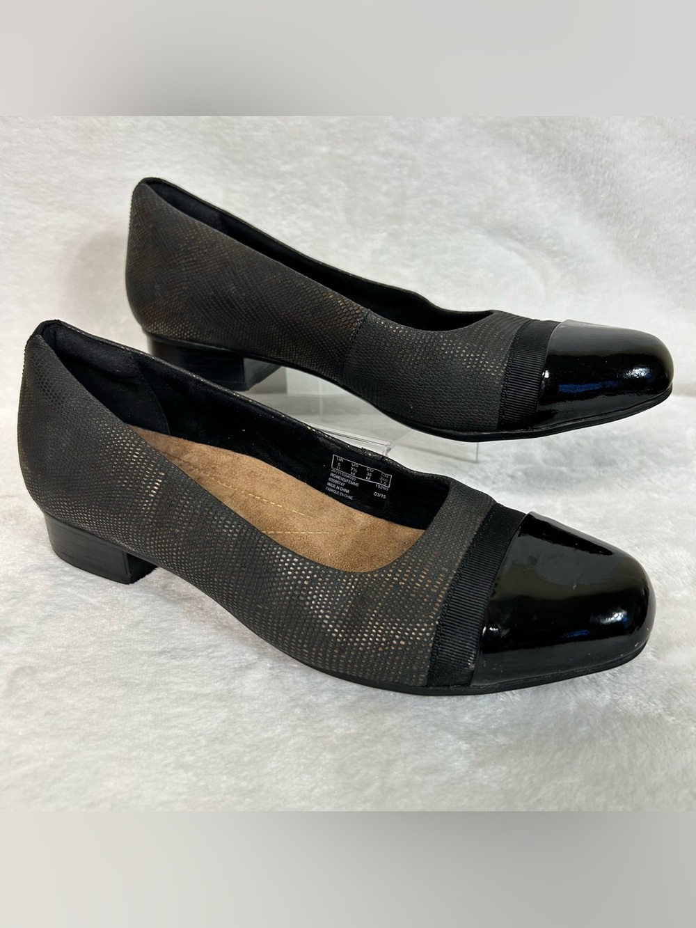 Clarks Keesha Rosa Women's Shoes Size 7.5 Black Leather Low Heels Slip On